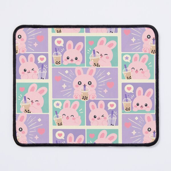 Item preview, Kawaii Bunny Bubble Tea Comic Panels designed and sold by Gift Phrase Studio.