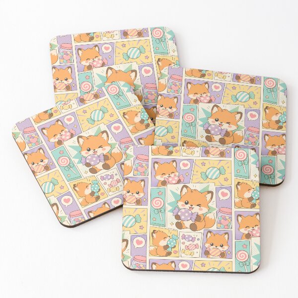 Item preview, Kawaii Fox Candy Comic Panels designed and sold by Gift Phrase Studio.