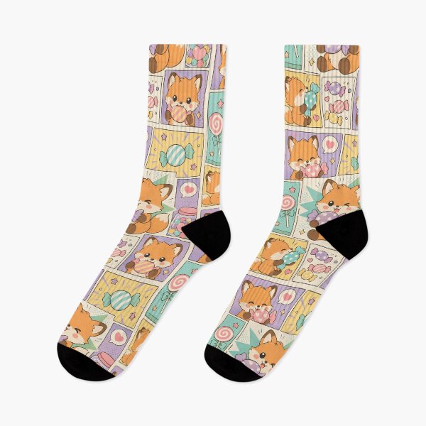 Item preview, Kawaii Fox Candy Comic Panels designed and sold by Gift Phrase Studio.