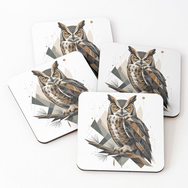 Item preview, Great Horned Owl Geometric Low Poly Wildlife Design designed and sold by Velnoxar.