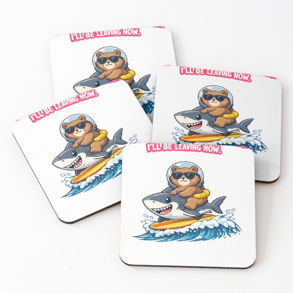 Item preview, Funny Bear Riding Shark Introvert Meme Sticker - Social Anxiety Art designed and sold by MIROUZ2000.