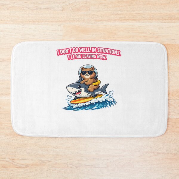 Item preview, Funny Bear Riding Shark Introvert Meme Sticker - Social Anxiety Art designed and sold by MIROUZ2000.