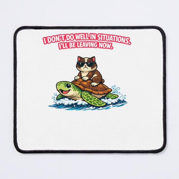 Item preview, Grumpy Cat Riding Turtle Funny Escape Sticker - Relatable Introvert Quote designed and sold by MIROUZ2000.