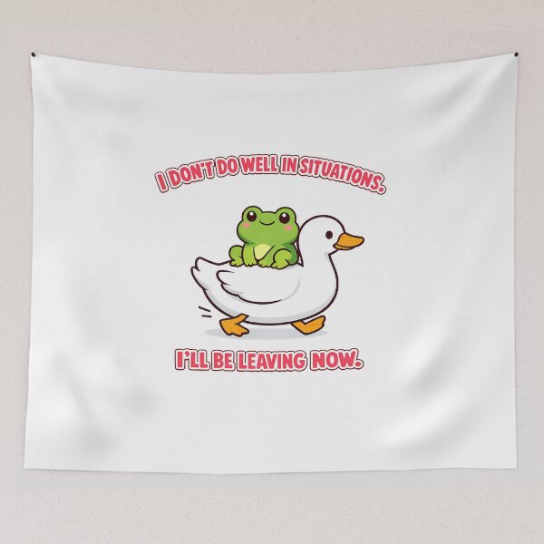 Item preview, Funny Frog Riding Duck Social Anxiety Meme Sticker designed and sold by MIROUZ2000.