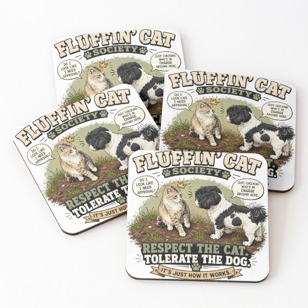 Item preview, Fluffin' Cat Society - Respect The Cat Tolerate The Dog Funny Cat Lover Design designed and sold by Backyard Patrol Cat.