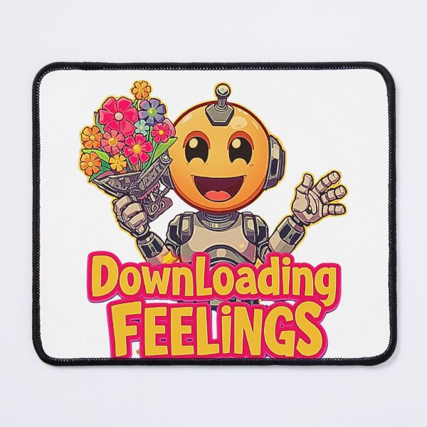Item preview, Downloading Feelings – Robot Emoji with Pixel Flower Bouquet T-Shirt Design designed and sold by MerchWSzpilkach.