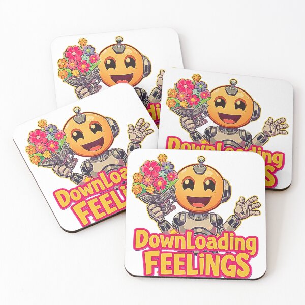 Item preview, Downloading Feelings – Robot Emoji with Pixel Flower Bouquet T-Shirt Design designed and sold by MerchWSzpilkach.