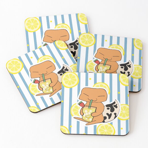 Item preview, Tangy the Leopard Gecko Drinks Strawberry Lemonade Pattern Print designed and sold by Tangy Doodles.