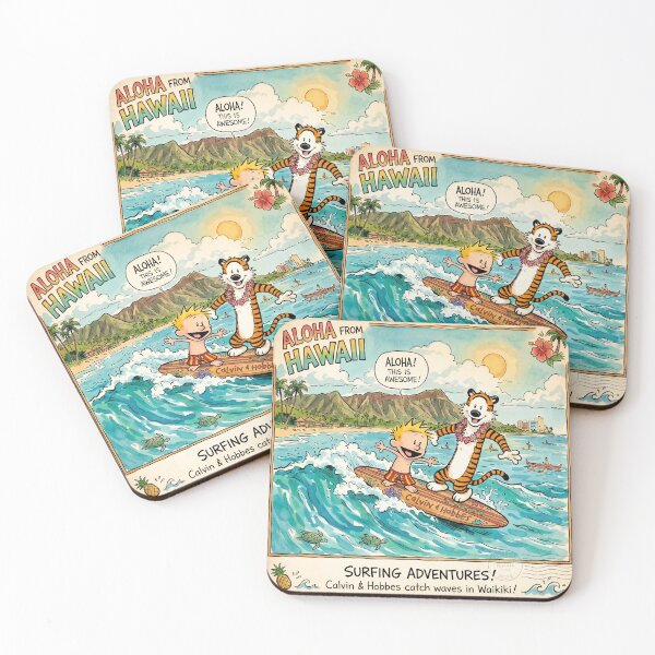 Item preview, Calvin and Hobbes Surfing Big Kahuna Summer Hawaii designed and sold by N0WUC1.
