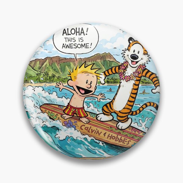 Item preview, Calvin and Hobbes Surfing Big Kahuna Summer Hawaii designed and sold by N0WUC1.