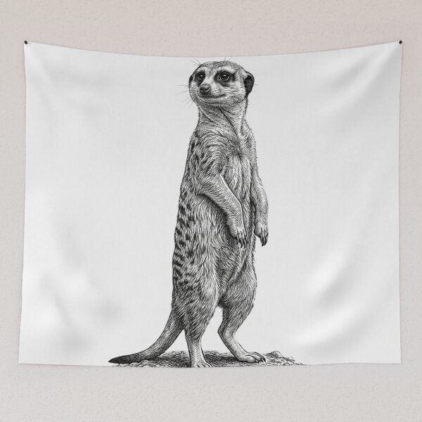 Item preview, Realistic high detail black and white meerkat designed and sold by Minimalisticaly.