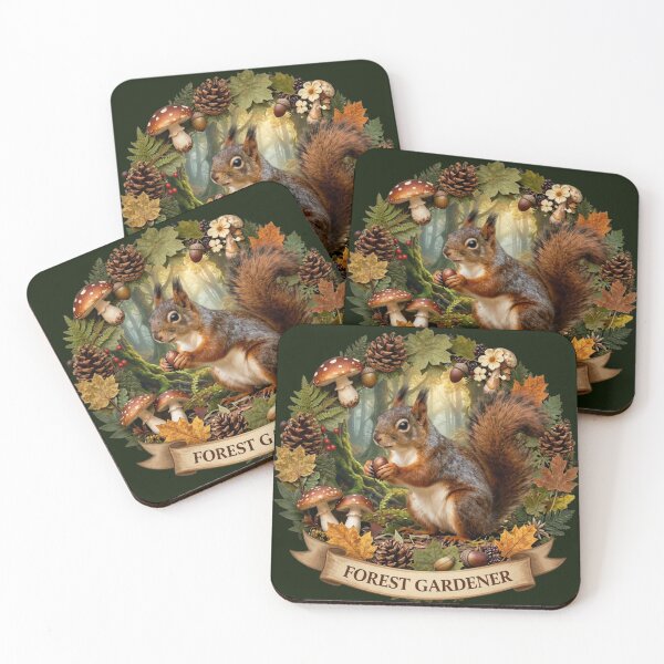 Item preview, Forest Gardener Squirrel Mandala - Woodland Nature Wreath Art designed and sold by GoGreenlove.