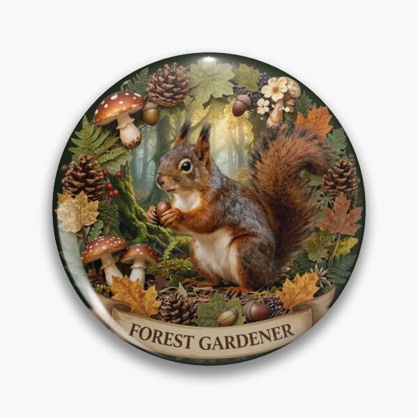 Item preview, Forest Gardener Squirrel Mandala - Woodland Nature Wreath Art designed and sold by GoGreenlove.