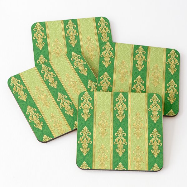 Item preview, Kelly Green and Pistachio Striped Gold Damask designed and sold by DesignsByPrnces.