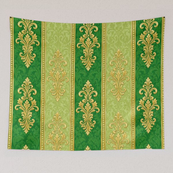 Item preview, Kelly Green and Pistachio Striped Gold Damask designed and sold by DesignsByPrnces.