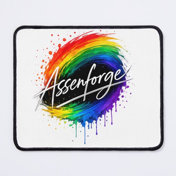 Item preview, Assenforge Rainbow Brushstroke | Colorful Handwritten Typography T-Shirt & Hoodie Design | Vibrant Pride-Inspired Streetwear Graphic designed and sold by Lifehackerplus1.