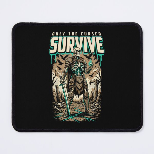 Item preview, Only the Cursed Survive, Skeleton Warrior Occult Vintage Horror designed and sold by CryptReel.