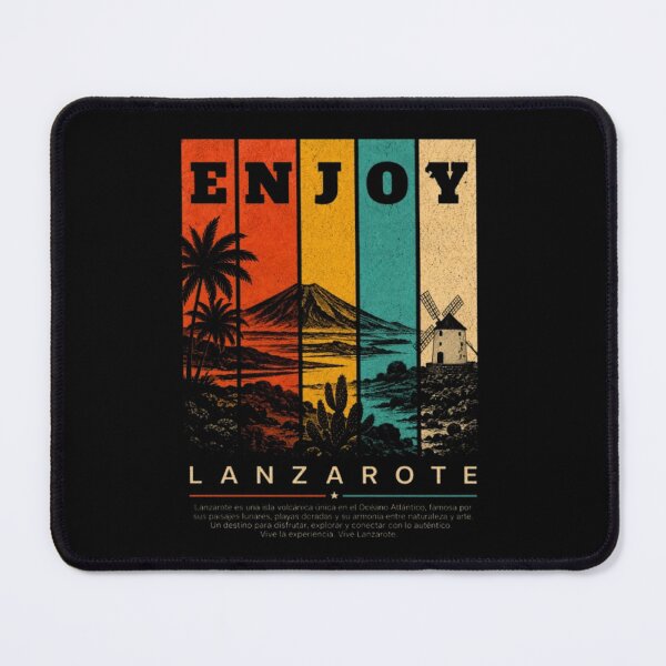 Item preview, Enjoy Lanzarote Vintage Travel Poster | Retro Canary Islands T-Shirt Design designed and sold by ADAMYASS.