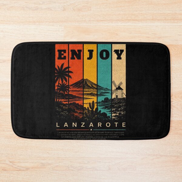 Item preview, Enjoy Lanzarote Vintage Travel Poster | Retro Canary Islands T-Shirt Design designed and sold by ADAMYASS.