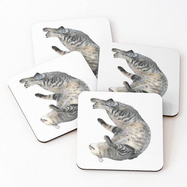 Item preview, A cute grey tabby cat lying on its back and playing, isolated on a clean white background, perfect for pet-related concepts and playful designs designed and sold by pipikijung.