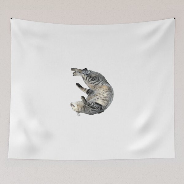 Item preview, A cute grey tabby cat lying on its back and playing, isolated on a clean white background, perfect for pet-related concepts and playful designs designed and sold by pipikijung.