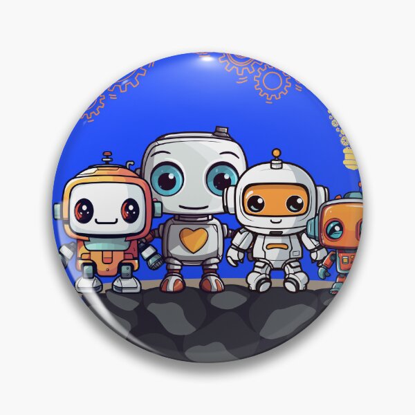 Item preview, Robot Friends on rock with gears designed and sold by Sailing Llamas.
