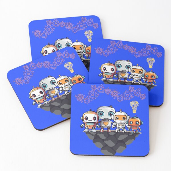 Item preview, Robot Friends on rock with gears designed and sold by Sailing Llamas.