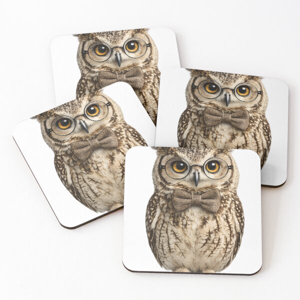 Item preview, Wise Owl with Round Glasses Sticker – Cute Professor Owl designed and sold by KawaiiOrbit.