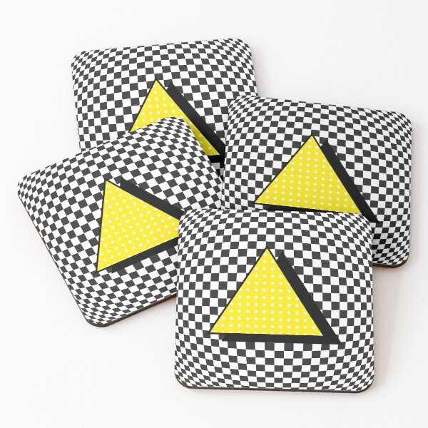 Item preview, Geometric Black and White Checks with Yellow designed and sold by The Retromotel.