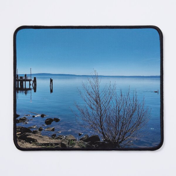 Item preview, Calm Blue Lake Pier - Serene Landscape Photography designed and sold by SerenaTravelPic.