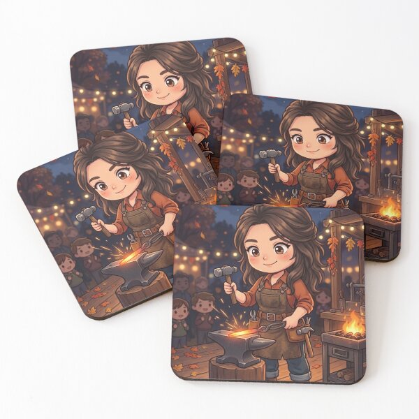 Item preview, HERRERA CHIBI FORGING METAL ON A MAGICAL AUTUMN NIGHT ANIME ART designed and sold by Curiosiart.