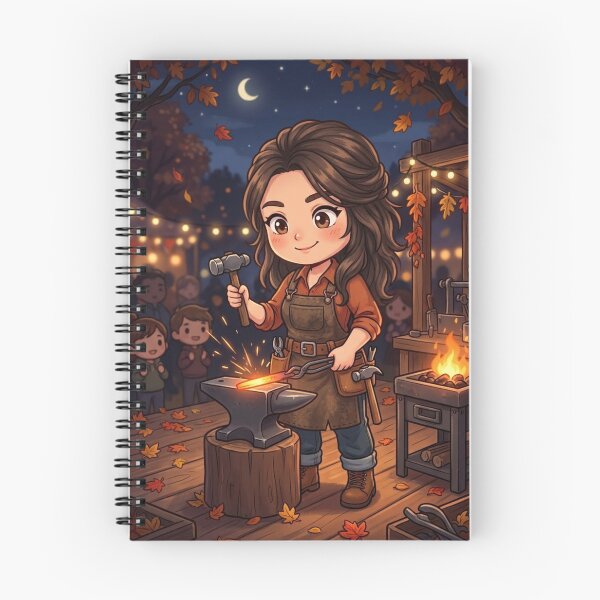 Item preview, HERRERA CHIBI FORGING METAL ON A MAGICAL AUTUMN NIGHT ANIME ART designed and sold by Curiosiart.