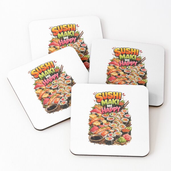 Item preview, Beautiful shirt with sushi images that say Sushi Maki Me Happy designed and sold by Dad Duty Designs.