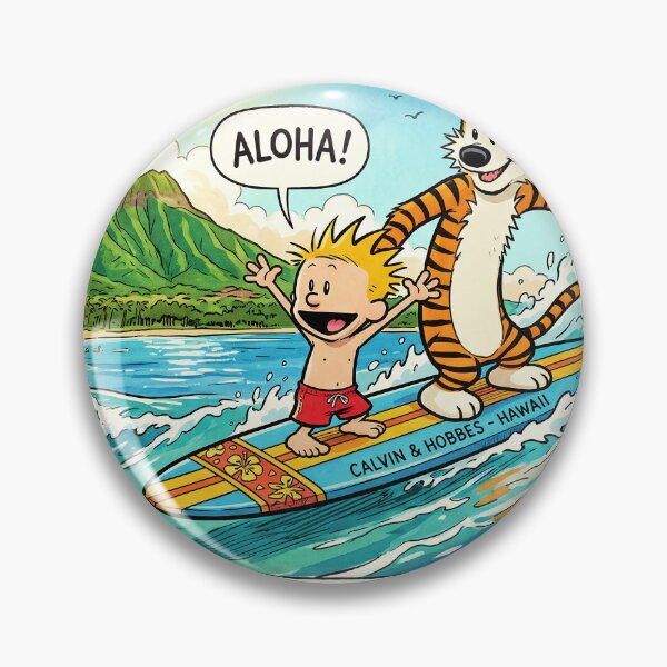 Item preview, Calvin and Hobbes Surfing Aloha From Hawaii Summer designed and sold by N0WUC1.