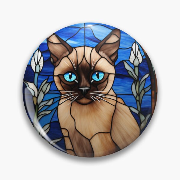 Item preview, Blue-Eyed Siamese Cat Stained Glass Portrait designed and sold by pinkal.