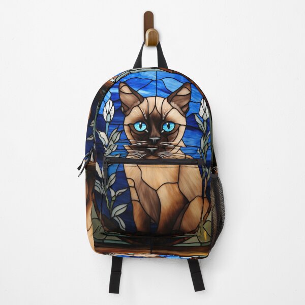 Item preview, Blue-Eyed Siamese Cat Stained Glass Portrait designed and sold by pinkal.