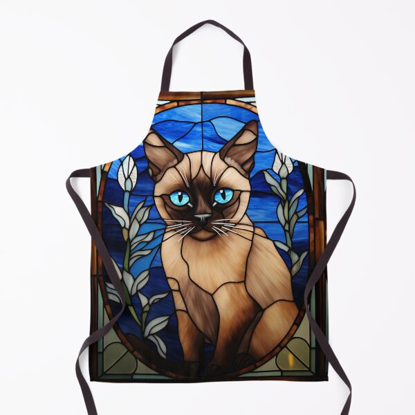 Item preview, Blue-Eyed Siamese Cat Stained Glass Portrait designed and sold by pinkal.