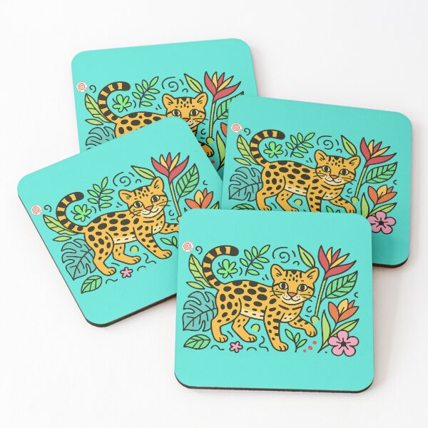 Item preview, No. 7 Tropic Ocelot: Feline Protector Among Leaves and Flowers designed and sold by DianaAlunaImage.
