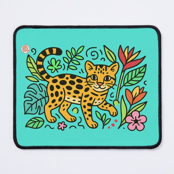 Item preview, No. 7 Tropic Ocelot: Feline Protector Among Leaves and Flowers designed and sold by DianaAlunaImage.