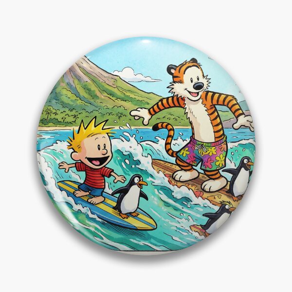 Item preview, Calvin and Hobbes Summer Vacation Hawaii Surfing with Penguins designed and sold by N0WUC1.