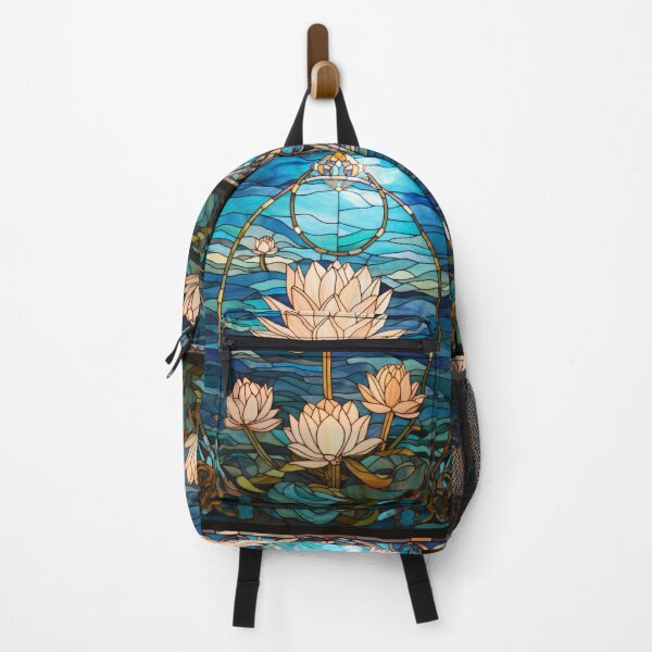 Item preview, White Lotus Over Tranquil Blue Waters Stained Glass designed and sold by pinkal.