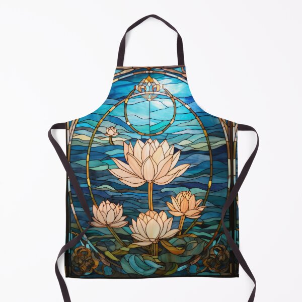Item preview, White Lotus Over Tranquil Blue Waters Stained Glass designed and sold by pinkal.