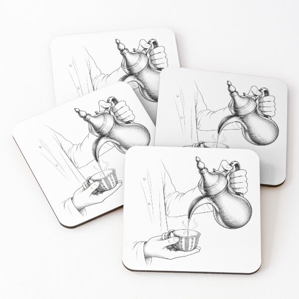 Item preview, Arabic Coffee Pouring Line Art designed and sold by NUSKHAH UAE | Emirati Heritage Art.