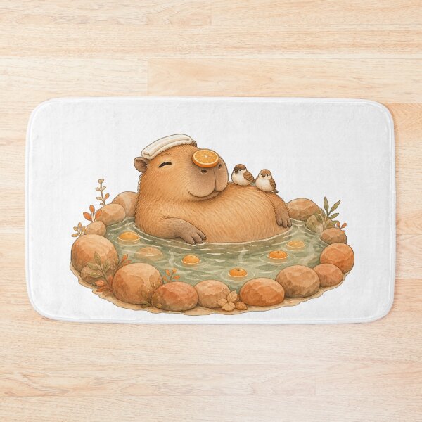Item preview, Sweet capybara in onsen with oranges designed and sold by puredevn.