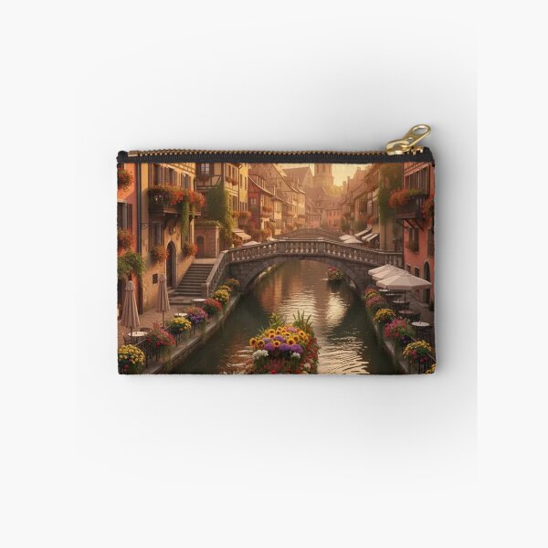Item preview, European Canal Town at Sunset with Flower Boat designed and sold by Pioneer Spirit Market.