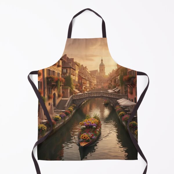 Item preview, European Canal Town at Sunset with Flower Boat designed and sold by Pioneer Spirit Market.