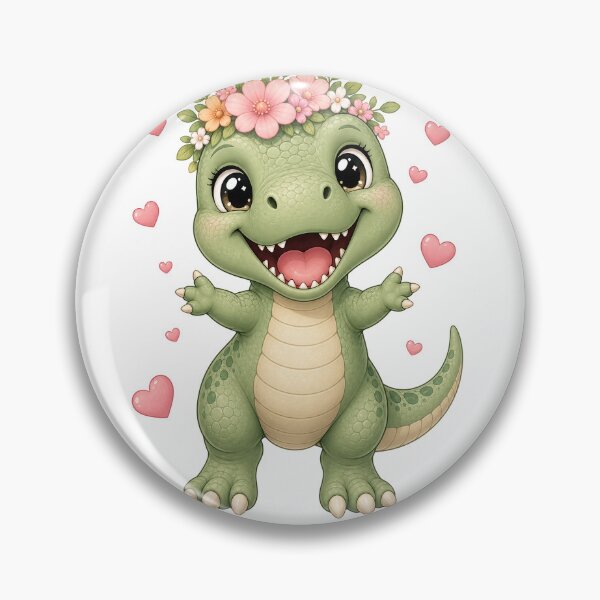 Item preview, Cute kawaii baby crocodile with flower wreath designed and sold by puredevn.