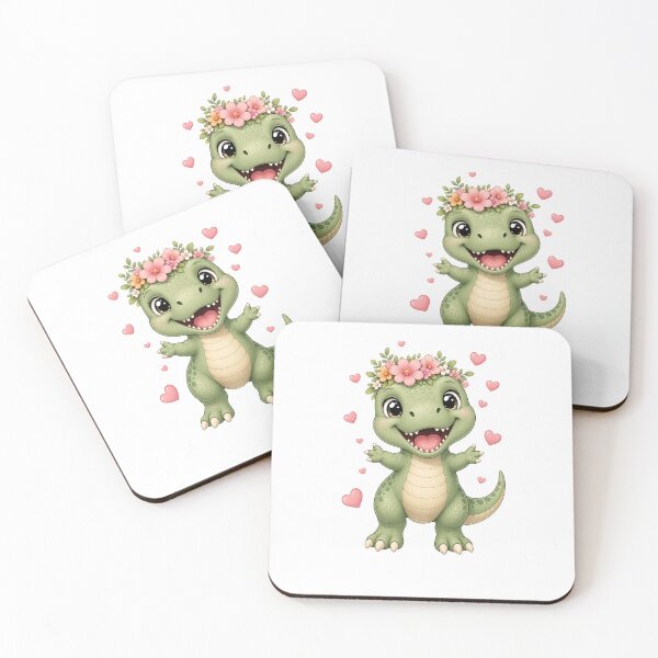 Item preview, Cute kawaii baby crocodile with flower wreath designed and sold by puredevn.
