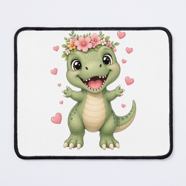 Item preview, Cute kawaii baby crocodile with flower wreath designed and sold by puredevn.