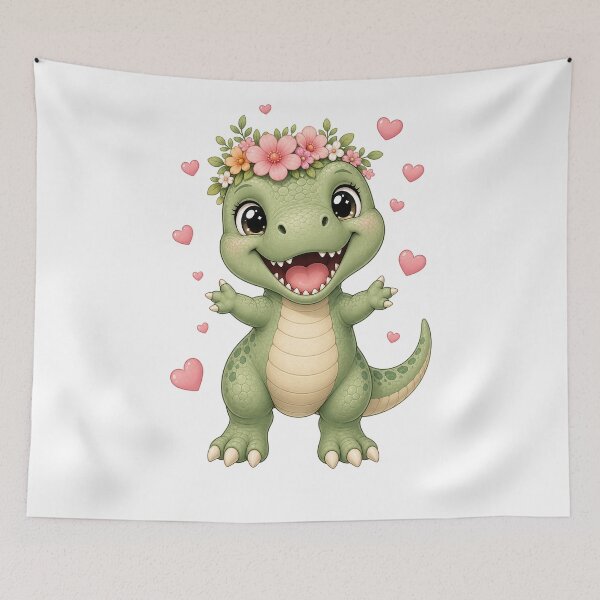 Item preview, Cute kawaii baby crocodile with flower wreath designed and sold by puredevn.